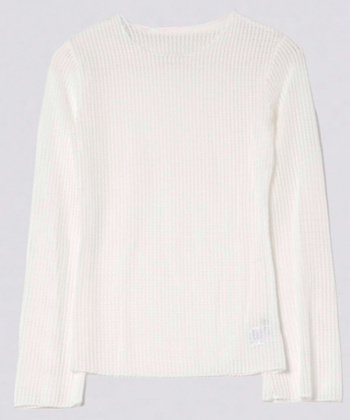 kiehtova（キエトヴァ）の「【kiehtova】BELL SLEEVE MESH KNIT/ベルスリーブ メッシュ ニット（Tシャツ/カットソー・レディース・ブラック/ホワイト・FREE）」の3枚目の写真