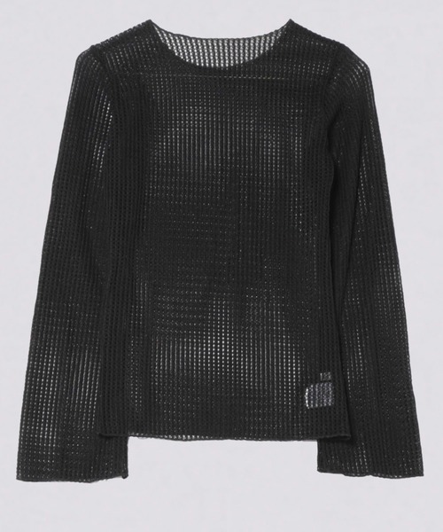 kiehtova（キエトヴァ）の「【kiehtova】BELL SLEEVE MESH KNIT/ベルスリーブ メッシュ ニット（Tシャツ/カットソー・レディース・ブラック/ホワイト・FREE）」の4枚目の写真