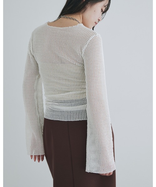 kiehtova（キエトヴァ）の「【kiehtova】BELL SLEEVE MESH KNIT/ベルスリーブ メッシュ ニット（Tシャツ/カットソー・レディース・ブラック/ホワイト・FREE）」の10枚目の写真