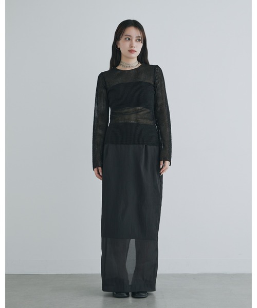 kiehtova（キエトヴァ）の「【kiehtova】BELL SLEEVE MESH KNIT/ベルスリーブ メッシュ ニット（Tシャツ/カットソー・レディース・ブラック/ホワイト・FREE）」の13枚目の写真