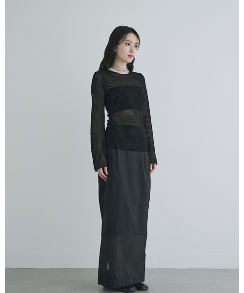 kiehtova（キエトヴァ）の「【kiehtova】BELL SLEEVE MESH KNIT/ベルスリーブ メッシュ ニット（Tシャツ/カットソー・レディース・ブラック/ホワイト・FREE）」の14枚目の写真