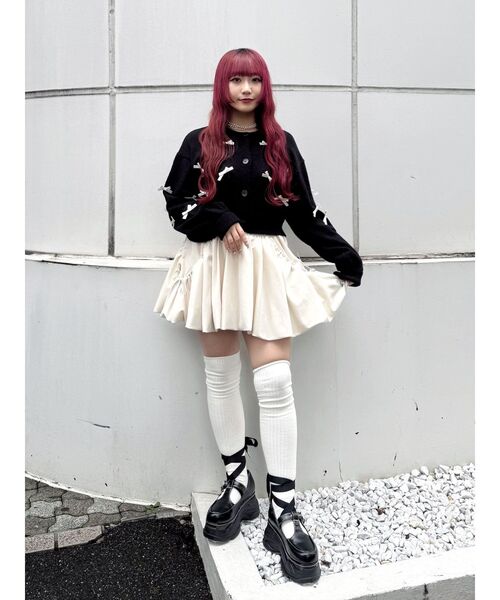 jouetie(ジュエティ)の「2WAYリボンニットカーディガン(カーディガン/ボレロ・レディース・その他1/ブラック/グレー・MEDIUM)」の4枚目の写真