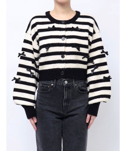 jouetie(ジュエティ)の「2WAYリボンニットカーディガン(カーディガン/ボレロ・レディース・その他1/ブラック/グレー・MEDIUM)」の5枚目の写真