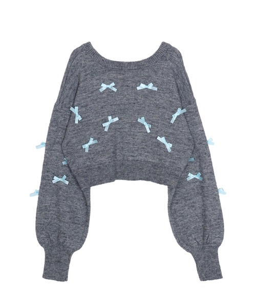 jouetie(ジュエティ)の「2WAYリボンニットカーディガン(カーディガン/ボレロ・レディース・その他1/ブラック/グレー・MEDIUM)」の3枚目の写真