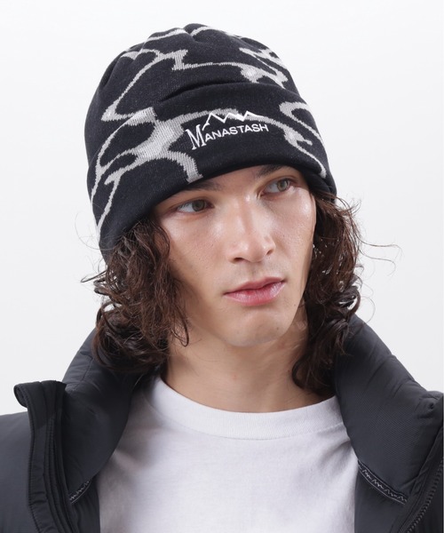 MANASTASH（マナスタッシュ）の「MANASTASH/マナスタッシュ/LITHIUM BALACRAVA/リチウムバラクラバ（ニットキャップ/ビーニー・メンズ・グレー/ブラック・F）」の3枚目の写真