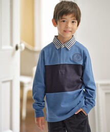 J.PRESS(ジェイプレス)の【140-170cm】襟ストライプ ブロッキングポロシャツ(ポロシャツ)
