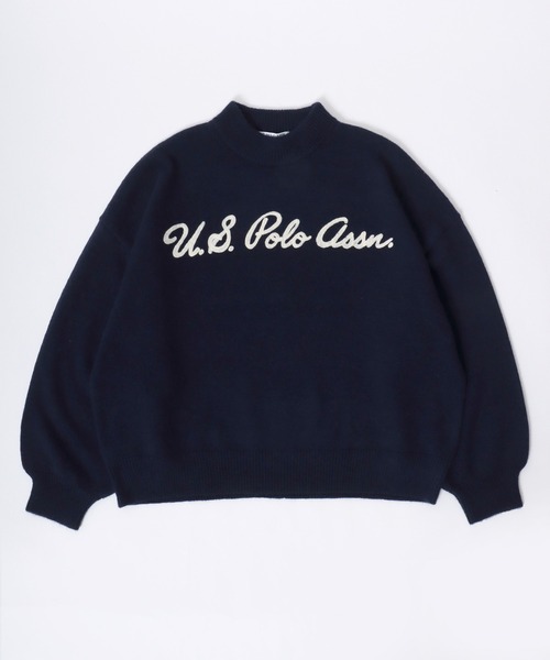 U.S. POLO ASSN.(ユーエスポロアッスン)の「U.S. POLO ASSN.(ユーエスポロアッスン)チェーンロゴ刺繍 モヘアライクニット モックネックプルオーバーセーター レディース(ニット/セーター・レディース・アイボリー/ネイビー・M/L)」の7枚目の写真
