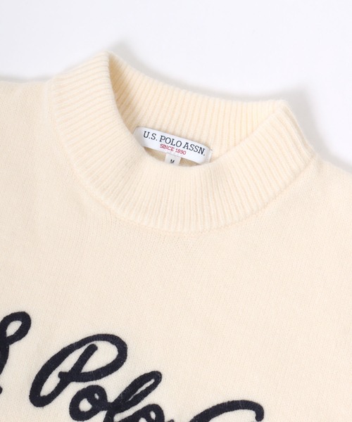 U.S. POLO ASSN.(ユーエスポロアッスン)の「U.S. POLO ASSN.(ユーエスポロアッスン)チェーンロゴ刺繍 モヘアライクニット モックネックプルオーバーセーター レディース(ニット/セーター・レディース・アイボリー/ネイビー・M/L)」の10枚目の写真