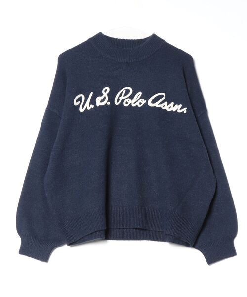 U.S. POLO ASSN.(ユーエスポロアッスン)の「U.S. POLO ASSN.(ユーエスポロアッスン)チェーンロゴ刺繍 モヘアライクニット モックネックプルオーバーセーター レディース(ニット/セーター・レディース・アイボリー/ネイビー・M/L)」の6枚目の写真