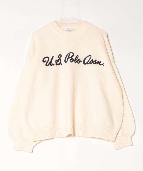 U.S. POLO ASSN.(ユーエスポロアッスン)の「U.S. POLO ASSN.(ユーエスポロアッスン)チェーンロゴ刺繍 モヘアライクニット モックネックプルオーバーセーター レディース(ニット/セーター・レディース・アイボリー/ネイビー・M/L)」の3枚目の写真