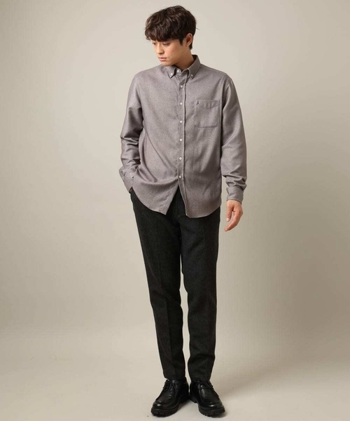 a.v.v（アーヴェヴェ）の「【洗濯機で洗える/通勤/セレモニー】シャークスキン起毛ストレッチイージースラックス(セットアップ可）（スラックス・メンズ・チャコールグレー・46/48/50）」の3枚目の写真