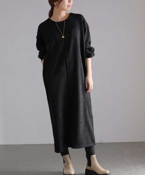 La TOTALITE（ラトータリテ）の「2WAYフェイクスエードワンピース（ワンピース・レディース・ブラック/ホワイト/ブルー・FREE）」の3枚目の写真