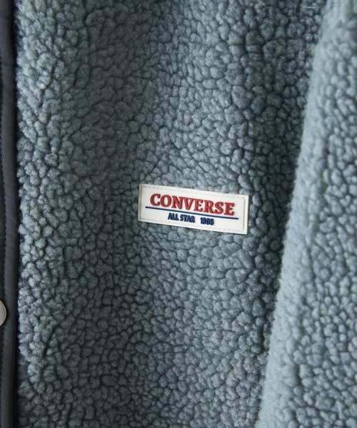 CONVERSE（コンバース）の「【CONVERSE/コンバース】ブランドネームタグ シープボア切り替え フードジャケット/フーディ―/ドローコード付（ブルゾン・レディース・アイボリー/グレイッシュブルー/ブラック/ベージュ・LARGE/MEDIUM）」の15枚目の写真