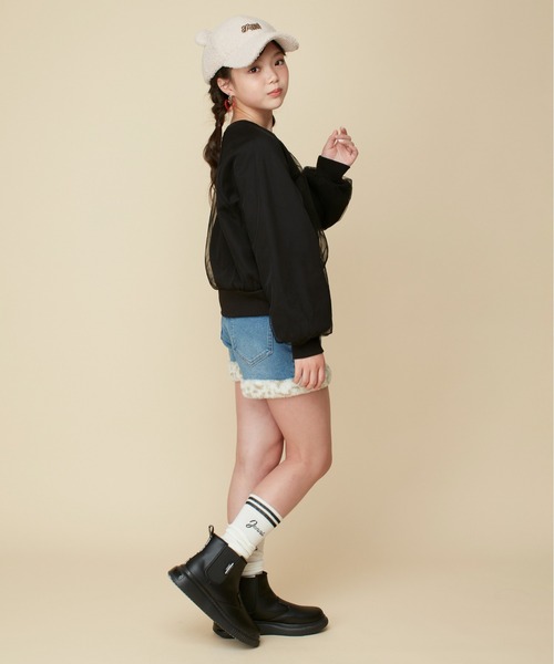 JENNI love(ジェニィラブ)の「【あったか】裏起毛そでチュール重ねトレーナー(スウェット・キッズ・アイボリー/ブラック/サックスブルー・130cm/150cm/140cm/160cm)」の12枚目の写真