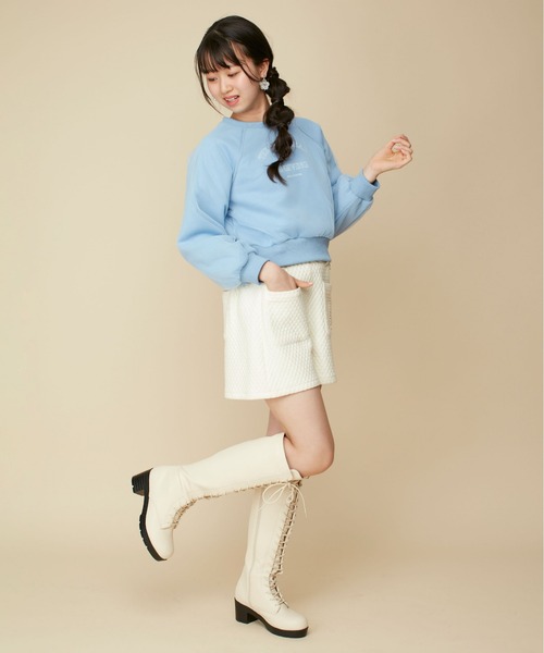JENNI love(ジェニィラブ)の「【あったか】裏起毛そでチュール重ねトレーナー(スウェット・キッズ・アイボリー/ブラック/サックスブルー・130cm/150cm/140cm/160cm)」の16枚目の写真