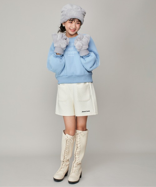 JENNI love(ジェニィラブ)の「【あったか】裏起毛そでチュール重ねトレーナー(スウェット・キッズ・アイボリー/ブラック/サックスブルー・130cm/150cm/140cm/160cm)」の5枚目の写真
