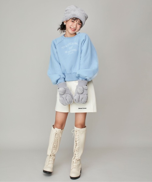 JENNI love(ジェニィラブ)の「【あったか】裏起毛そでチュール重ねトレーナー(スウェット・キッズ・アイボリー/ブラック/サックスブルー・130cm/150cm/140cm/160cm)」の4枚目の写真