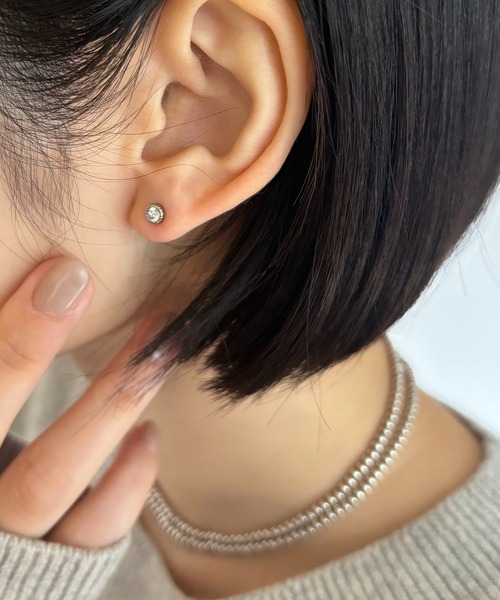 Diliraba（ディリラバ）の「【Diliraba】ステンレスポスト ミニストーンピアスセット（ピアス（両耳用）・レディース・シルバー/ゴールド・FREE）」の2枚目の写真