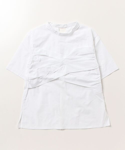 Ray Beams 刺繍入りホワイトチュニック 半袖 Ray Beams 刺繍入りホワイトチュニック 半袖（Ray BEAMSレイ