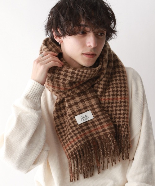 RAGEBLUE(レイジブルー)の「【UNISEX】スムースタッチチェックマフラー(マフラー・メンズ・ブラウン/ダークグリーン・FREE)」の1枚目の写真