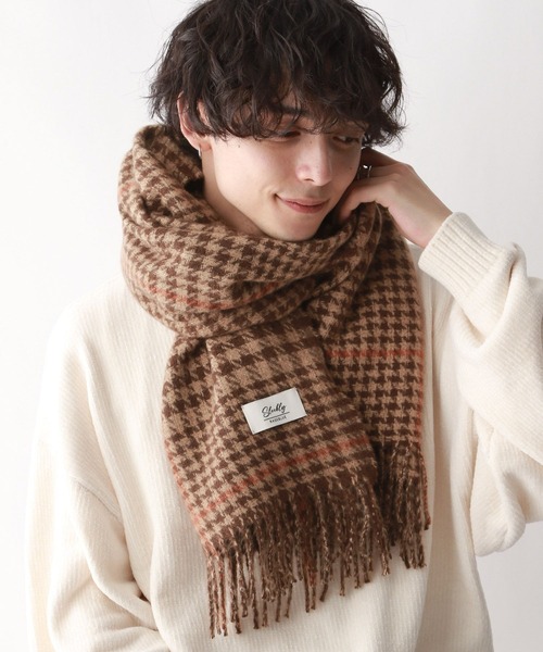 RAGEBLUE(レイジブルー)の「【UNISEX】スムースタッチチェックマフラー(マフラー・メンズ・ブラウン/ダークグリーン・FREE)」の4枚目の写真