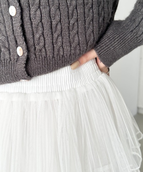 CLEA（クレア）の「チュールフリルティアードスカート（スカート・レディース・ブラック/アイボリー/ピンク/ホワイト・FREE）」の11枚目の写真