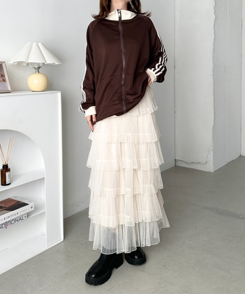 CLEA（クレア）の「チュールフリルティアードスカート（スカート・レディース・ブラック/アイボリー/ピンク/ホワイト・FREE）」の20枚目の写真