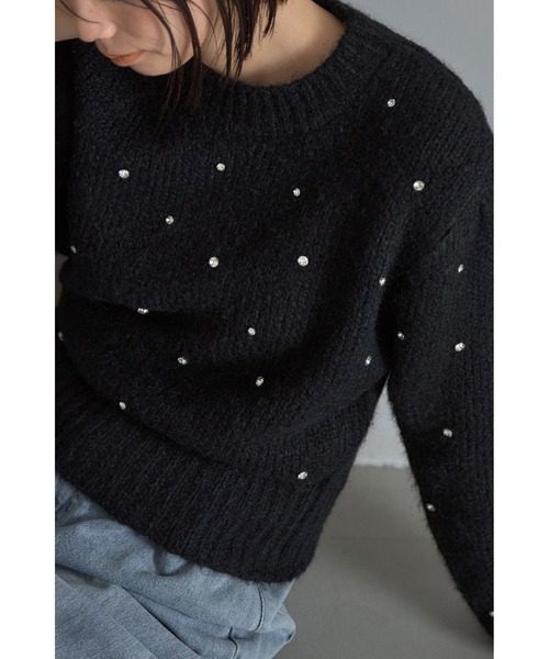 ランダムビジュー起毛ニットプルオーバー（ニット/セーター）｜&. NOSTALGIA（アンドドットノスタルジア）