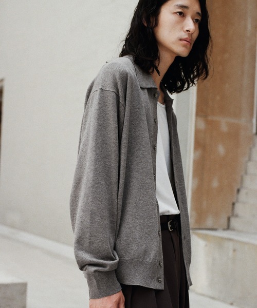 T/C BASIC KNIT SHIRT CARDIGAN ライトグレー WYM LIDNM（ウィム バイ リドム）の「T/C BASIC KNIT SHIRT