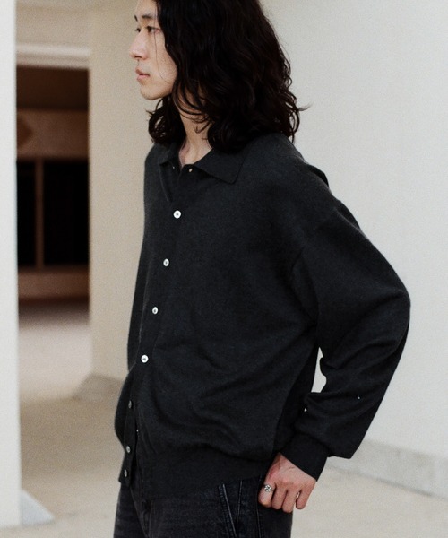 T/C BASIC KNIT SHIRT CARDIGAN チャコール T/C BASIC KNIT SHIRT CARDIGAN（シャツ/ブラウス）｜WYM LIDNM