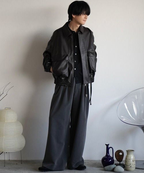 T/C BASIC KNIT SHIRT CARDIGAN チャコール T/C BASIC KNIT SHIRT CARDIGAN（シャツ/ブラウス）｜WYM LIDNM