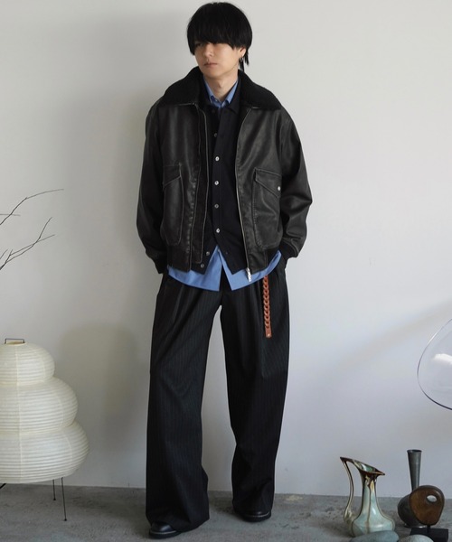 【チャコール】wym T/C BASIC KNIT SHIRT CARDIGAN T/C BASIC KNIT SHIRT CARDIGAN（シャツ/ブラウス）｜WYM LIDNM
