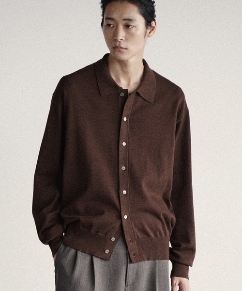 WYM LIDNM(ウィム バイ リドム)の「T/C BASIC KNIT SHIRT CARDIGAN(シャツ/ブラウス・メンズ・アッシュブラウン/ライトグレー/チャコール/グレー系/レッド/グレイッシュベージュ/ダークブルー/ブラウン・S/M/L)」の9枚目の写真