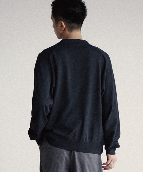 WYM LIDNM(ウィム バイ リドム)の「T/C BASIC KNIT SHIRT CARDIGAN(シャツ/ブラウス・メンズ・アッシュブラウン/ライトグレー/チャコール/グレー系/レッド/グレイッシュベージュ/ダークブルー/ブラウン・S/M/L)」の15枚目の写真