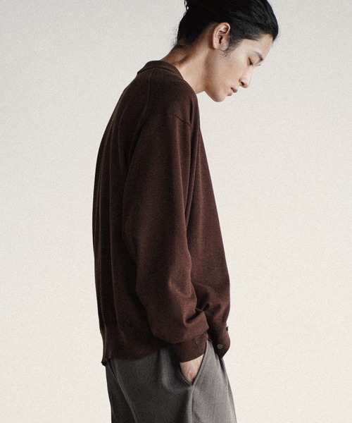WYM LIDNM(ウィム バイ リドム)の「T/C BASIC KNIT SHIRT CARDIGAN(シャツ/ブラウス・メンズ・アッシュブラウン/ライトグレー/チャコール/グレー系/レッド/グレイッシュベージュ/ダークブルー/ブラウン・S/M/L)」の16枚目の写真