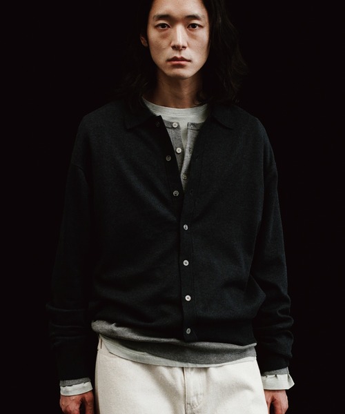 WYM LIDNM(ウィム バイ リドム)の「T/C BASIC KNIT SHIRT CARDIGAN(シャツ/ブラウス・メンズ・アッシュブラウン/ライトグレー/チャコール/グレー系/レッド/グレイッシュベージュ/ダークブルー/ブラウン・S/M/L)」の18枚目の写真