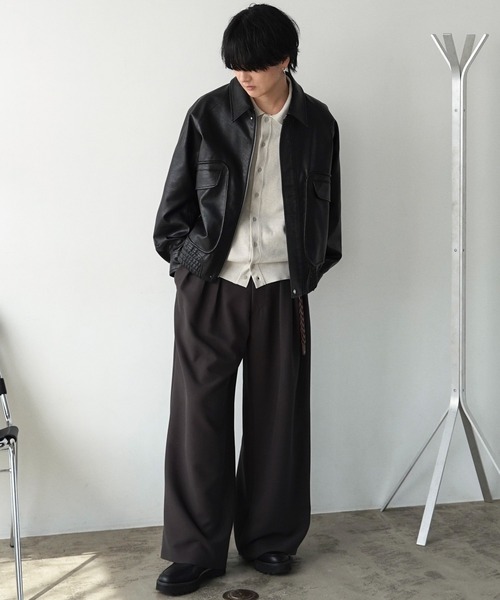 T/C BASIC KNIT SHIRT CARDIGAN S チャコール WYM LIDNM（ウィム バイ リドム）の「T/C BASIC KNIT SHIRT