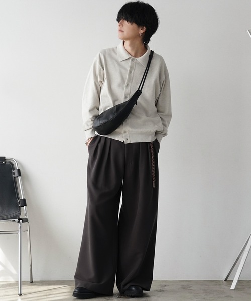 T/C BASIC KNIT SHIRT CARDIGAN S チャコール WYM LIDNM（ウィム バイ リドム）の「T/C BASIC KNIT SHIRT
