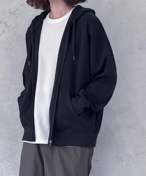 NAVY(ネイビー)の「NAVY 速乾ジョーゼットZIPパーカー【UVカット】(パーカー・メンズ・ブラック/グレー/グレイッシュベージュ/ブルーグレー/ネイビー/チャコールグレー/ブルー・M/XL/L/S/XXL)」の2枚目の写真