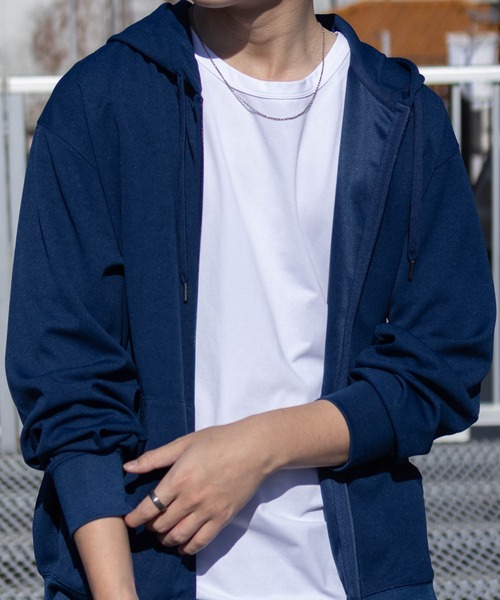 NAVY(ネイビー)の「NAVY 速乾ジョーゼットZIPパーカー【UVカット】(パーカー・メンズ・ブラック/グレー/グレイッシュベージュ/ブルーグレー/ネイビー/チャコールグレー/ブルー・M/XL/L/S/XXL)」の11枚目の写真