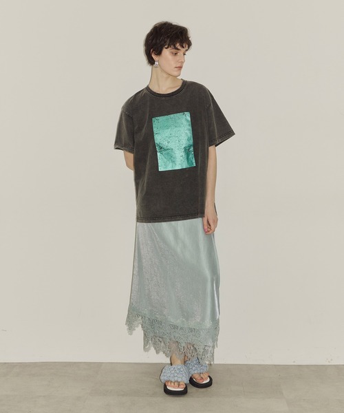 セール】スクエア箔プリントTシャツ（Tシャツ/カットソー）｜LA