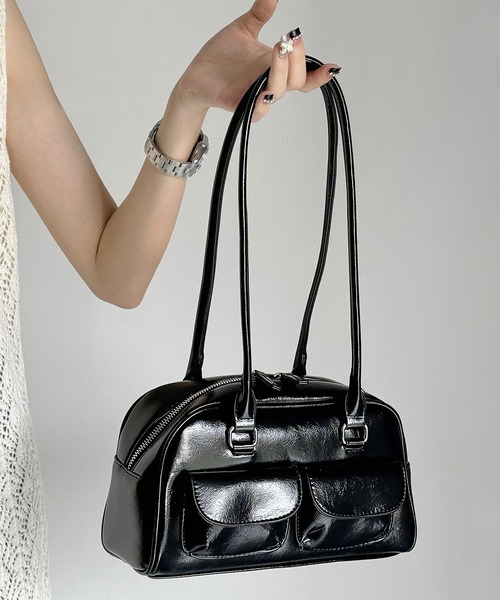 blackdia ocean(ブラックダイヤオーシャン)の「blackdia ocean ダブル ポケット レザーボストンバッグ(ボストンバッグ・レディース・ブラック/ブラウン/ホワイト・FREE)」の12枚目の写真