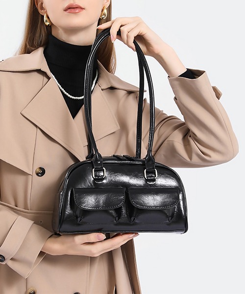 blackdia ocean(ブラックダイヤオーシャン)の「blackdia ocean ダブル ポケット レザーボストンバッグ(ボストンバッグ・レディース・ブラック/ブラウン/ホワイト・FREE)」の14枚目の写真