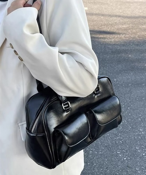 blackdia ocean(ブラックダイヤオーシャン)の「blackdia ocean ダブル ポケット レザーボストンバッグ(ボストンバッグ・レディース・ブラック/ブラウン/ホワイト・FREE)」の15枚目の写真
