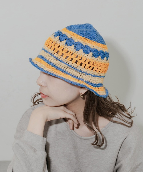 SMELLY（スメリー）の「ボーダークロシェハット（ハット・レディース・ブルー/ネイビー・-）」の3枚目の写真