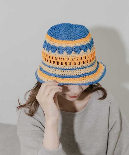 SMELLY（スメリー）の「ボーダークロシェハット（ハット・レディース・ブルー/ネイビー・-）」の5枚目の写真