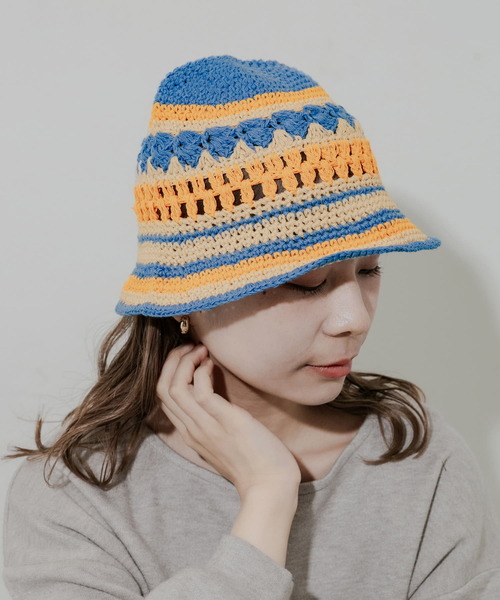 SMELLY（スメリー）の「ボーダークロシェハット（ハット・レディース・ブルー/ネイビー・-）」の6枚目の写真