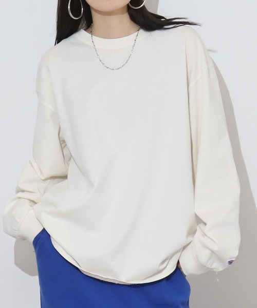 JEMORGAN(ジェーイーモーガン)の「JEMORGAN 天竺ピグメントクルーネックL/S-T(Tシャツ/カットソー・メンズ・グリーン/ブラック/ブルー/オフホワイト/パープル/オレンジ・XL/L/M)」の2枚目の写真