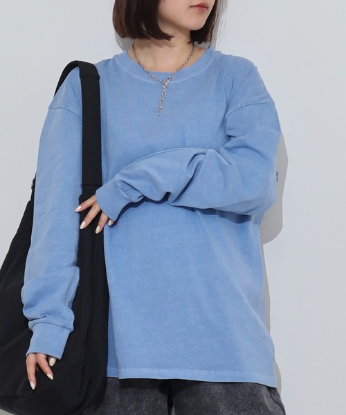 JEMORGAN(ジェーイーモーガン)の「JEMORGAN 天竺ピグメントクルーネックL/S-T(Tシャツ/カットソー・メンズ・グリーン/ブラック/ブルー/オフホワイト/パープル/オレンジ・XL/L/M)」の5枚目の写真