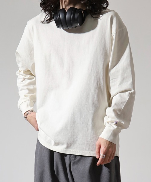 JEMORGAN(ジェーイーモーガン)の「JEMORGAN 天竺ピグメントクルーネックL/S-T(Tシャツ/カットソー・メンズ・グリーン/ブラック/ブルー/オフホワイト/パープル/オレンジ・XL/L/M)」の8枚目の写真